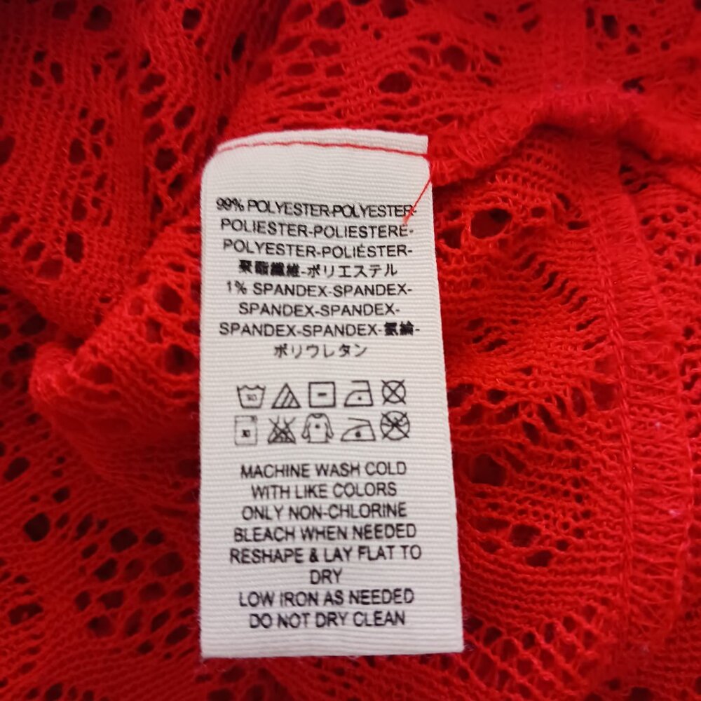 Free People, Red Long Sleeve Top, Open Knit, Oversized, Size MED, Lt. Wt., Soft - Picture 16 of 16
